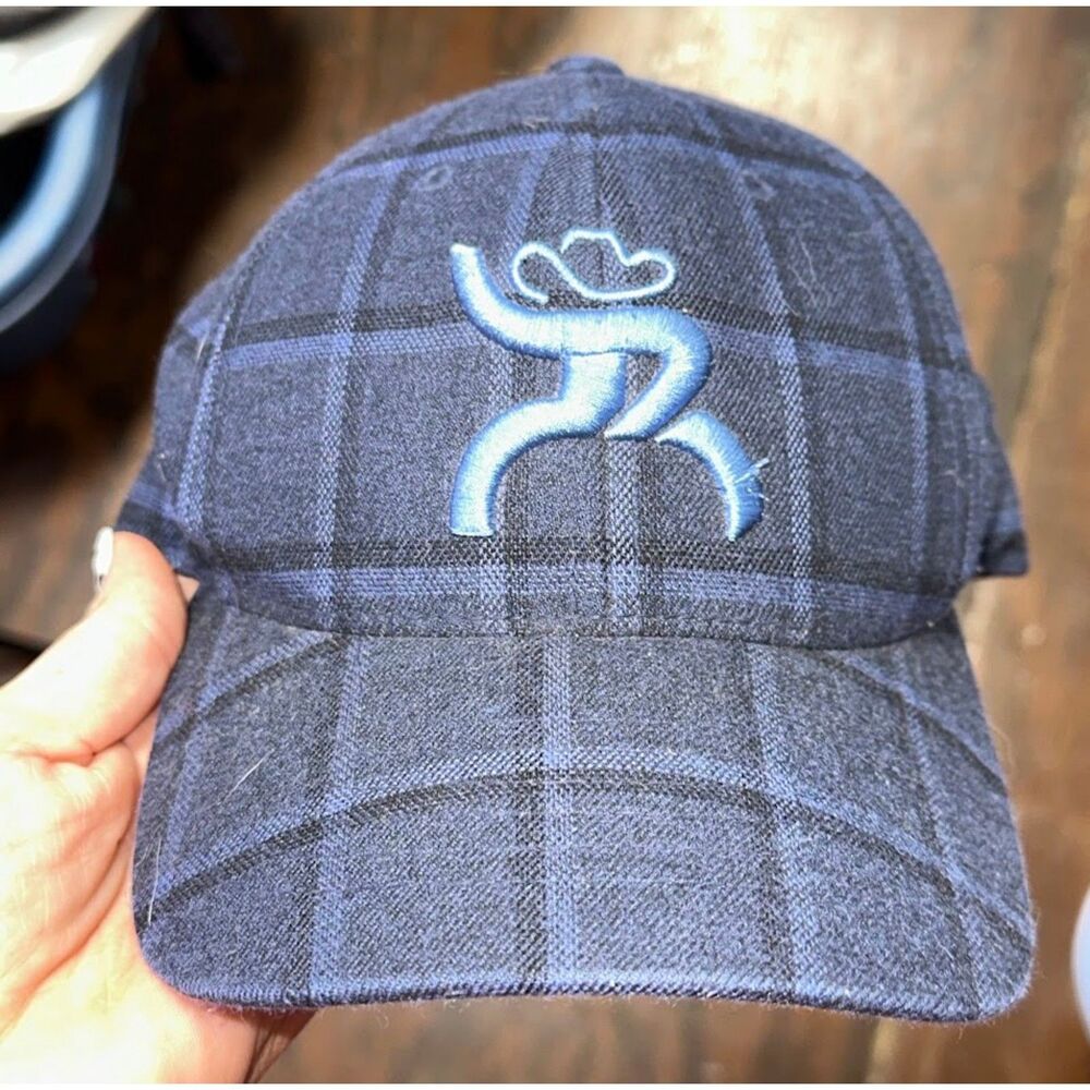 Blue Plaid Hooey Roughy FlexFit Youth Hat